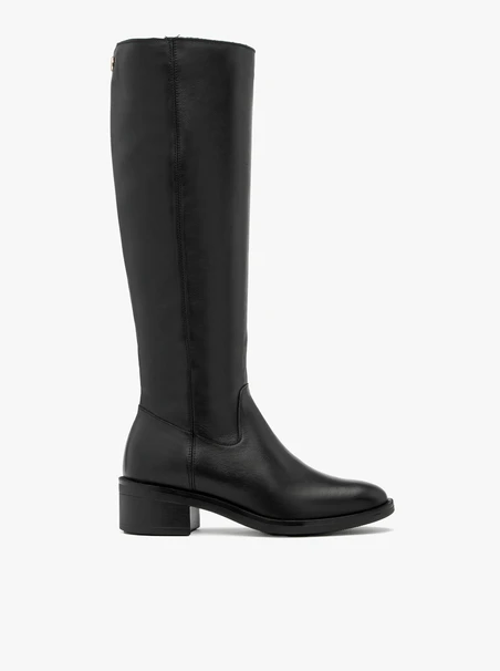 Schwarze Damenstiefel mit Gummieinsatz im Schaft