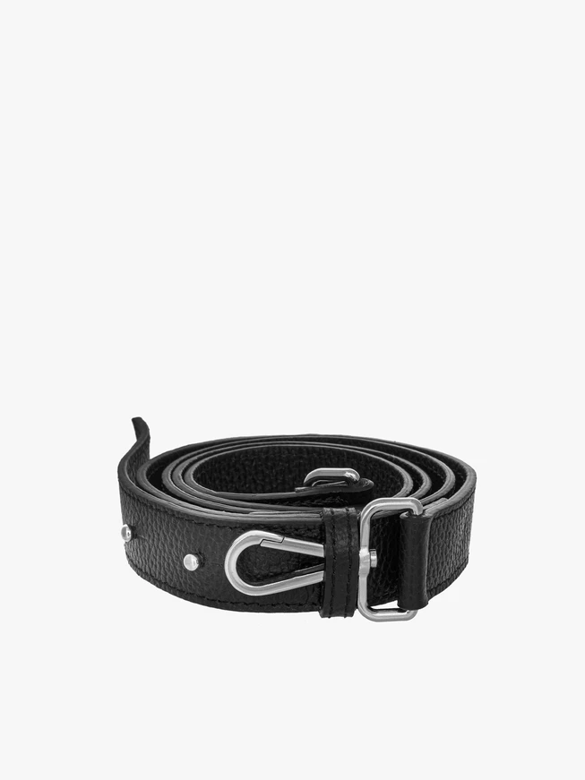 Black leather bag strap