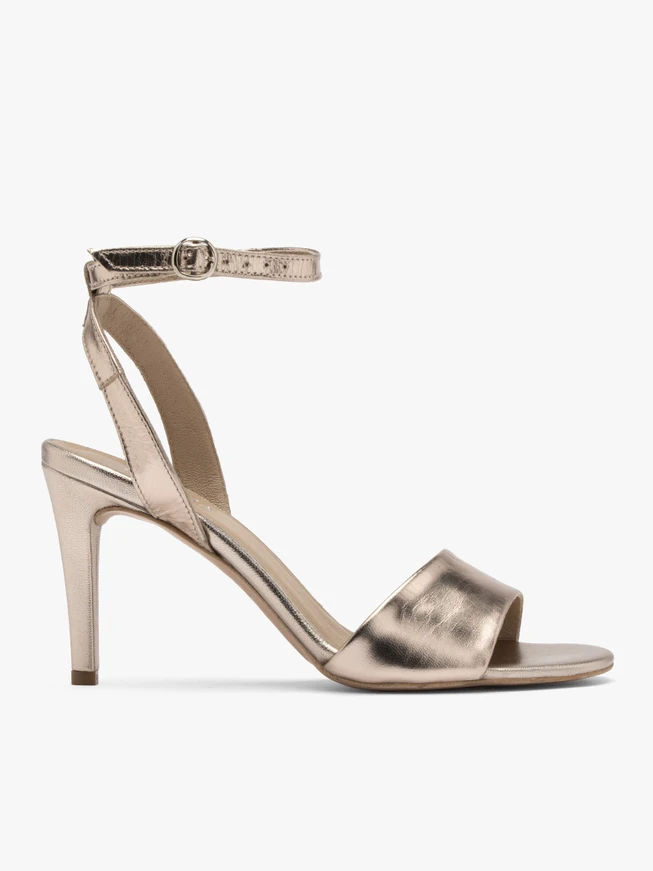 Goldfarbene Stiletto-Sandalen