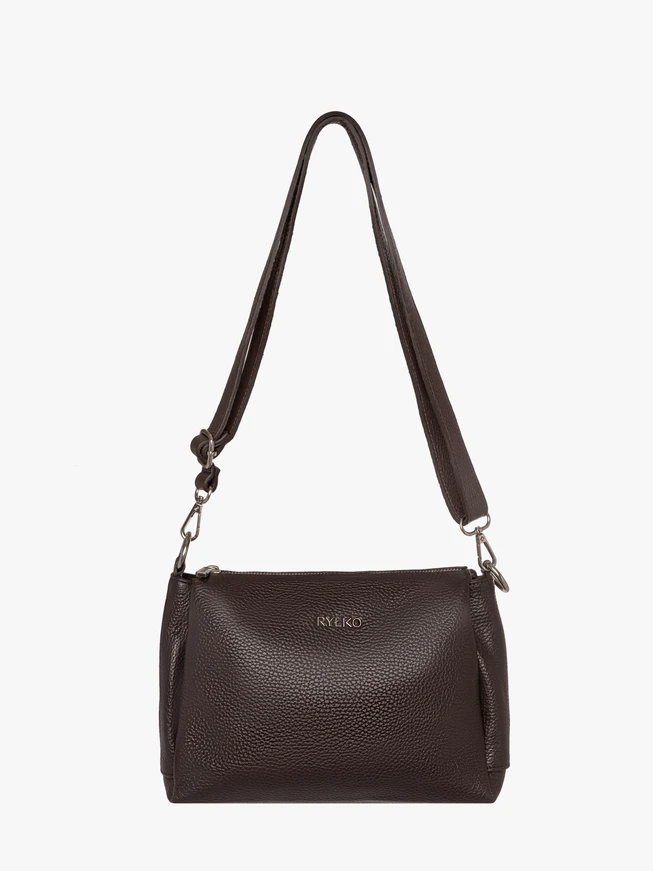 Dunkelbraune Posttasche mit verstellbarem Riemen