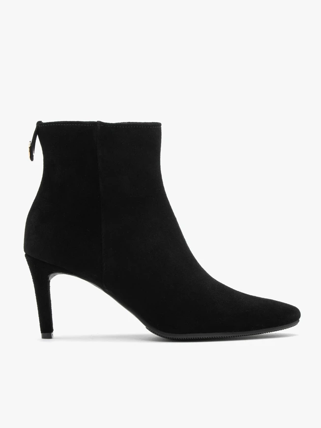 Black suede stiletto ankle boots