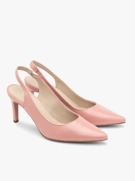 Różowe czółenka typu slingback