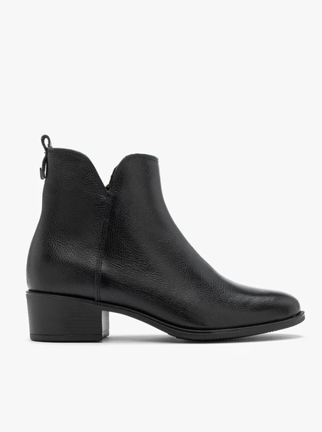 Black women’s ankle boots with decorative upper