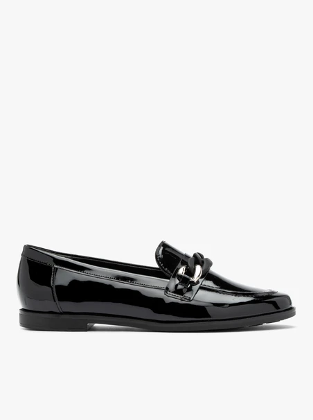 Patent loafers with decorative upper
