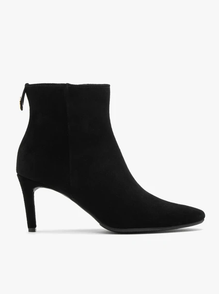 Black suede stiletto ankle boots