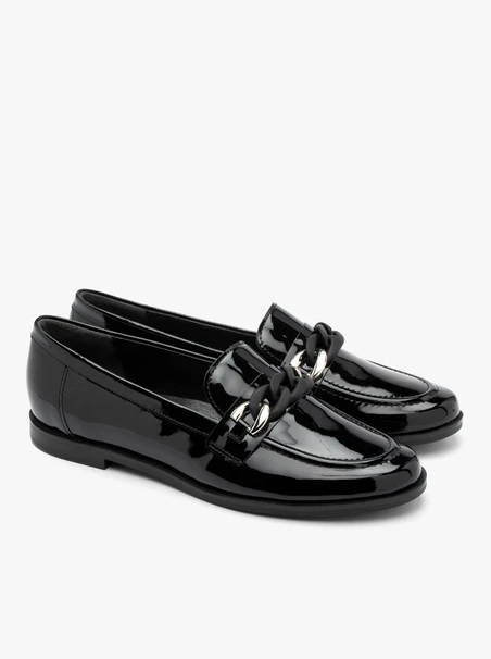 Patent loafers with decorative upper
