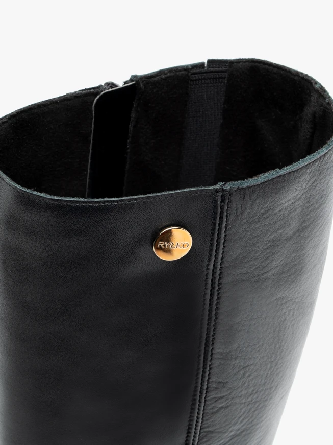 Schwarze Damenstiefel mit Gummieinsatz im Schaft