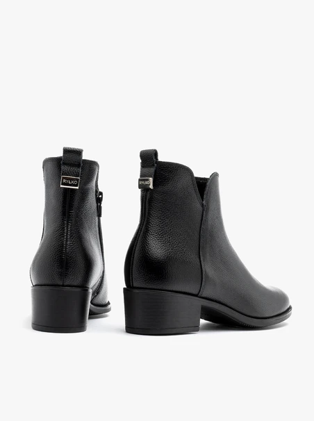 Black women’s ankle boots with decorative upper