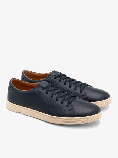 Marineblaue Leder-Turnschuhe für Männer