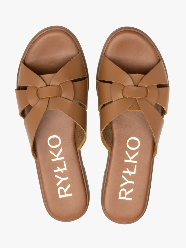 Hellbraune karierte Damen-Flip-Flops