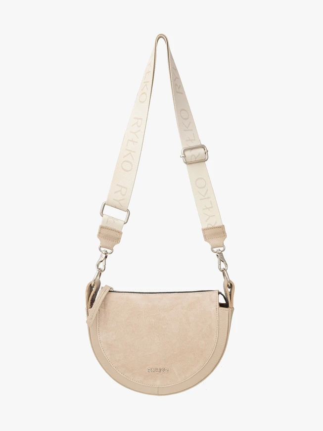Beige bag with wide webbing strap