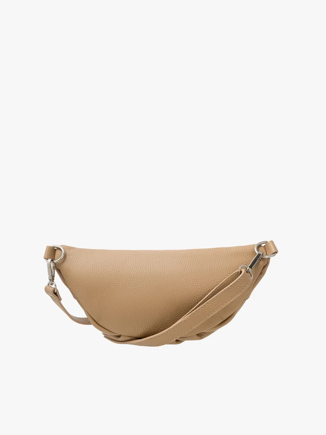 Beigefarbene Nieren-Crossbody-Tasche