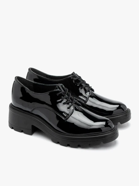 Patent women’s loafers with chunky sole