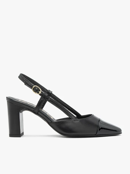 Czarne czółenka slingback bez pięty
