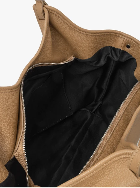 Beige geräumige Shopper-Tasche
