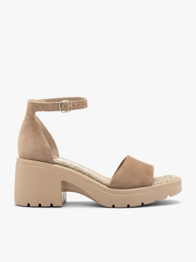 Beige suede women’s sandals
