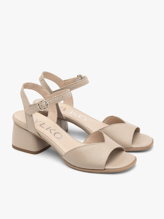 Beige block-heel sandals