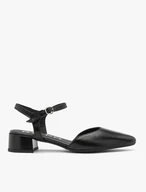 Schwarze Pumps mit offenem Absatz