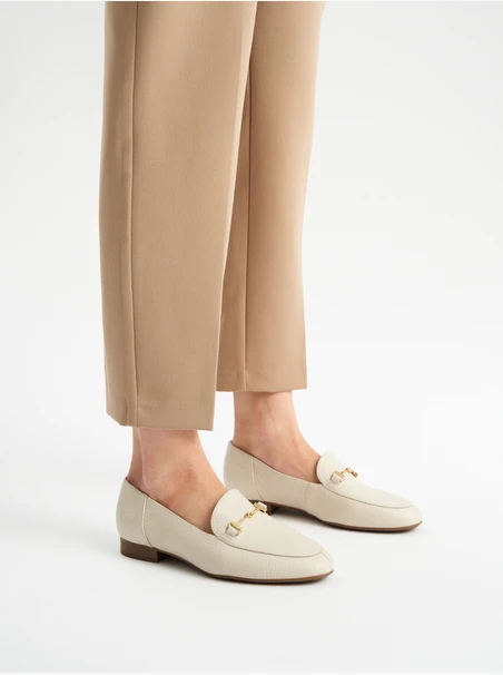 Cream flat loafers