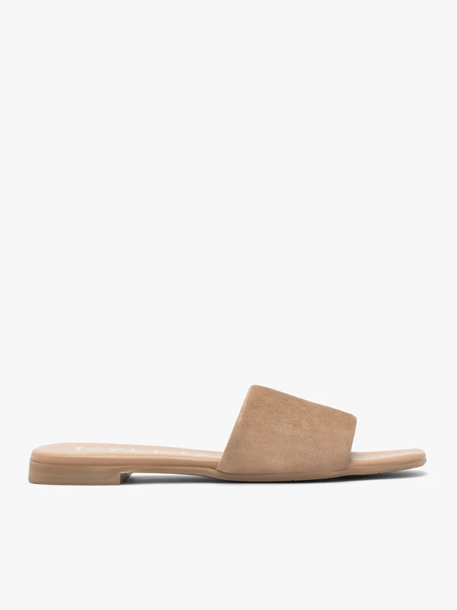 Dunkelbeige flache Flip-Flops