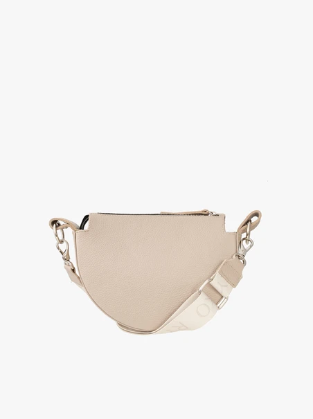 Beigefarbene Handtasche mit breitem Gurtband