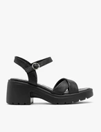 Schwarze Sandalen mit festem Boden