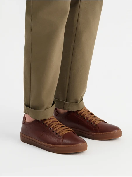Brown leather sporty-style shoes