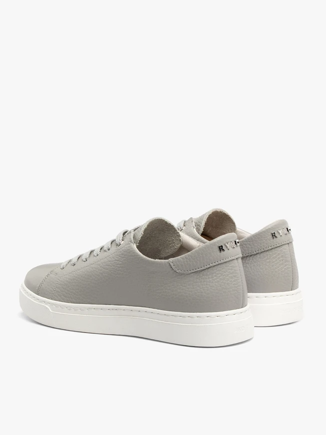 Gray sporty shoes with lightweight white sole
