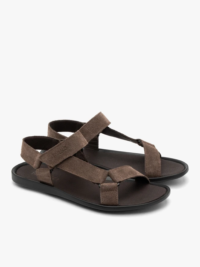 Grau-braune Herren-Klettverschluss-Sandalen