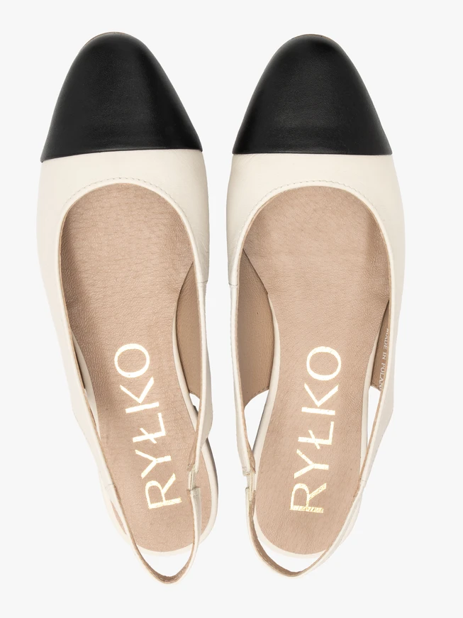 Kremowo czarne baleriny typu slingback