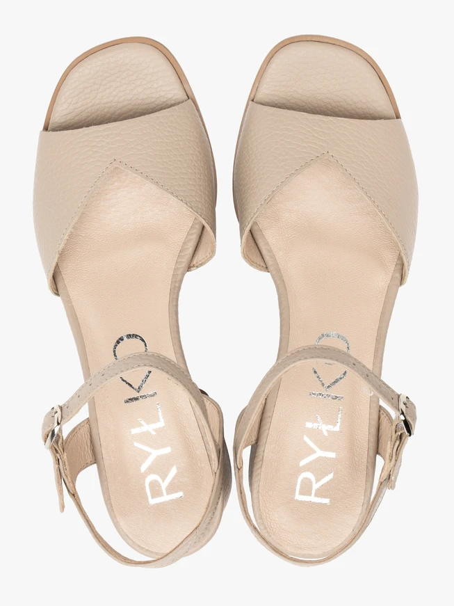 Beige block-heel sandals