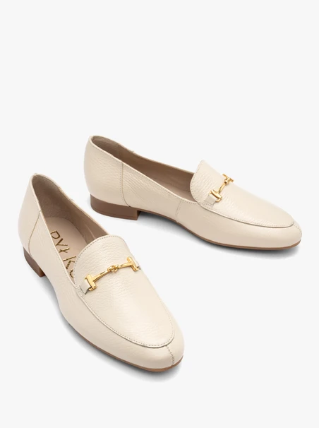 Cream flat loafers