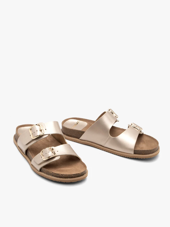 Flache Damen-Flip-Flops in Platin