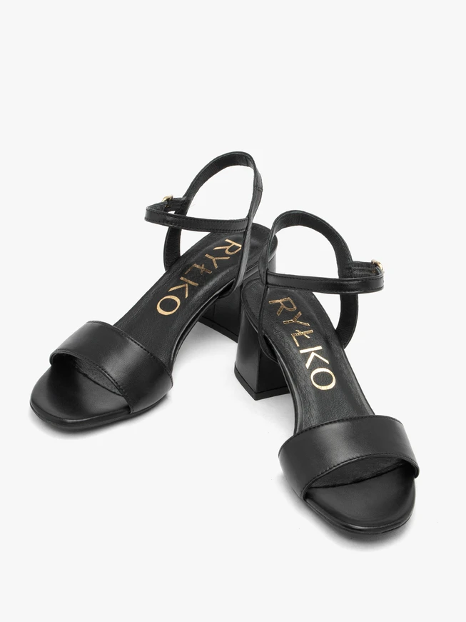 Black block-heel sandals