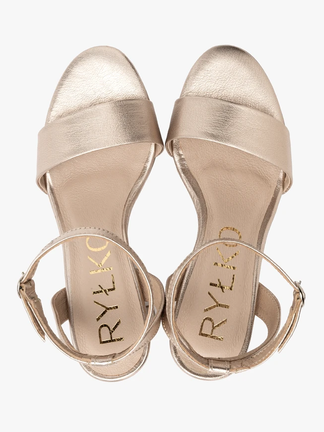Platinum block-heel sandals