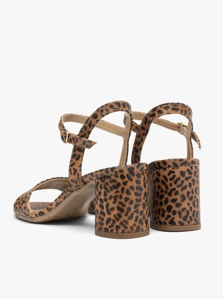 Braune Damen-Sandalen mit Leopardenmuster