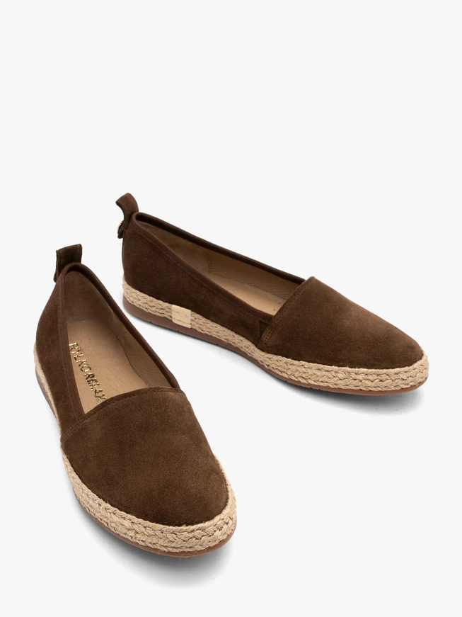 Brown suede women’s espadrilles