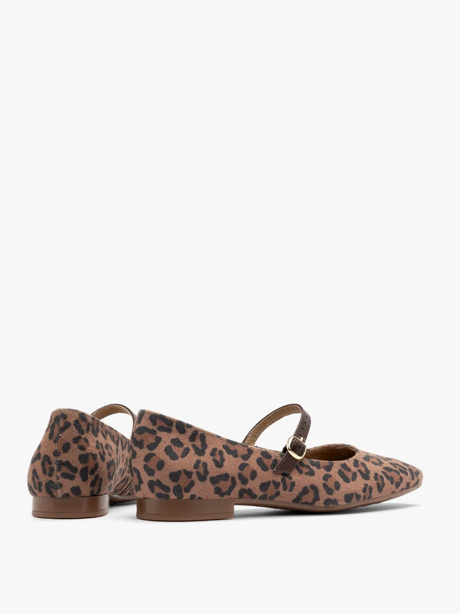 Damen-Ballerinas im Mary-Jane-Stil mit Leopardenmuster