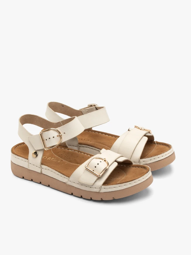 Cremefarbene Damen-Sandalen