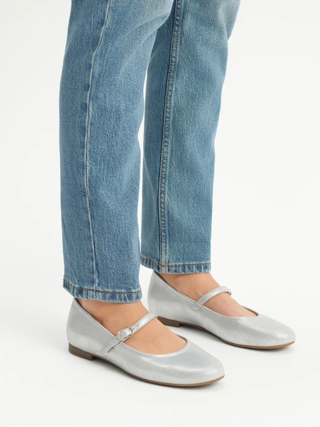 Silver strap ballerinas