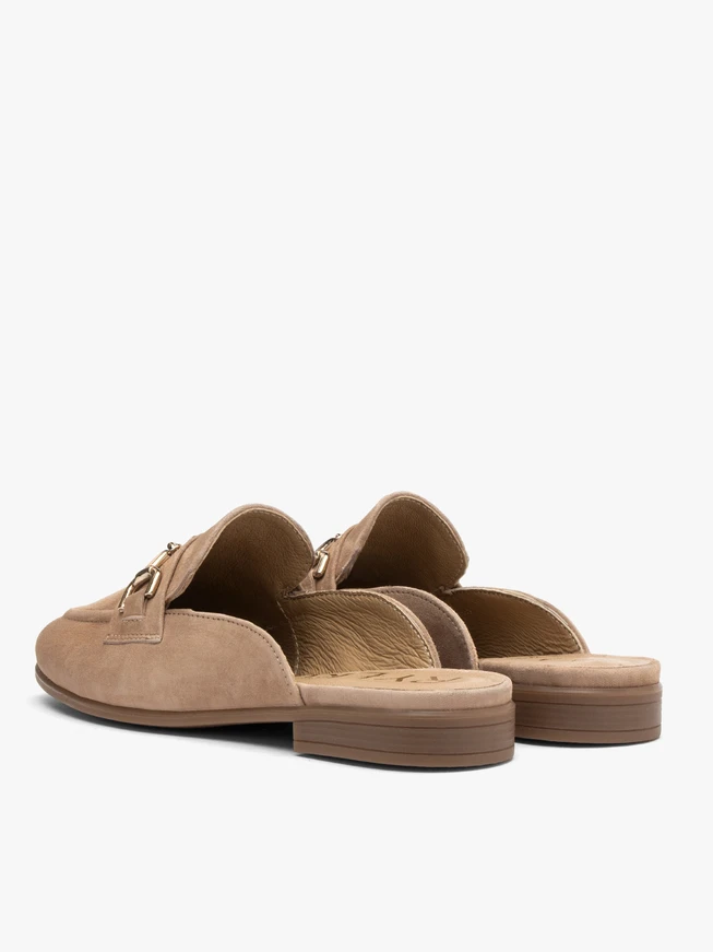 Suede mule slides with ornament