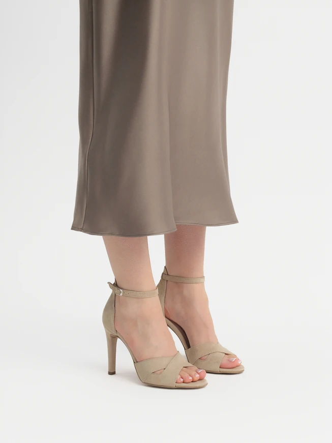 Beige high stiletto sandals
