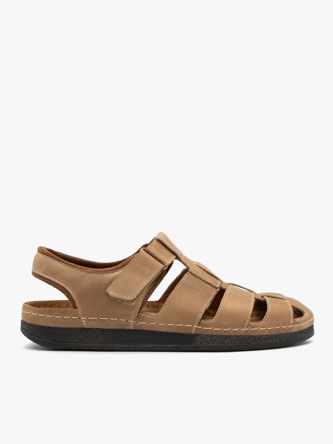 Beige men’s hook-and-loop sandals