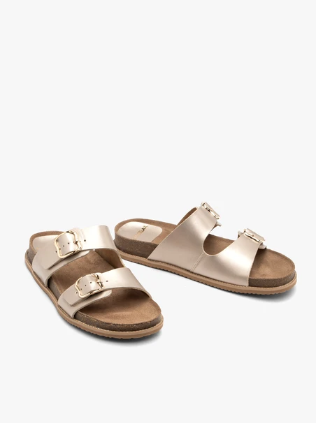 Flache Damen-Flip-Flops in Platin