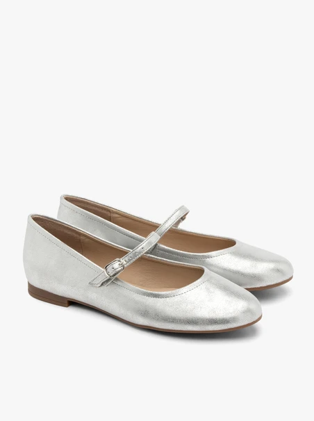 Silver strap ballerinas