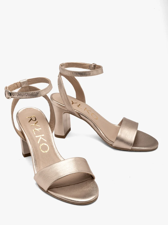 Platinum block-heel sandals