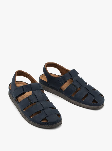 Marineblaue Herren-Sandalen mit Klettverschluss