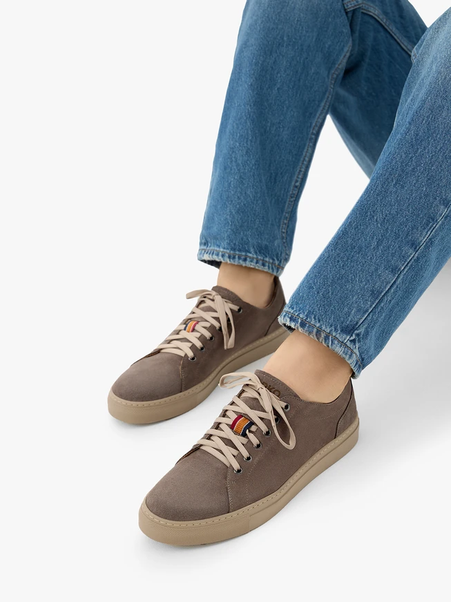 Gray suede men’s sneaker-style shoes