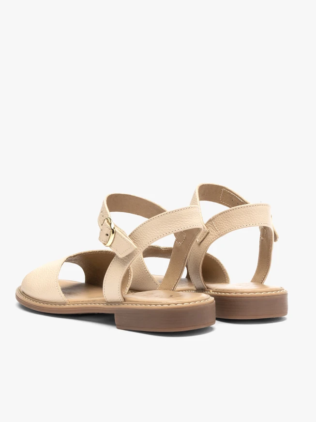 Beige Damen Sandalen mit flachem Boden