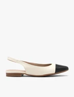 Cremefarbene und schwarze Slingback-Ballerinas